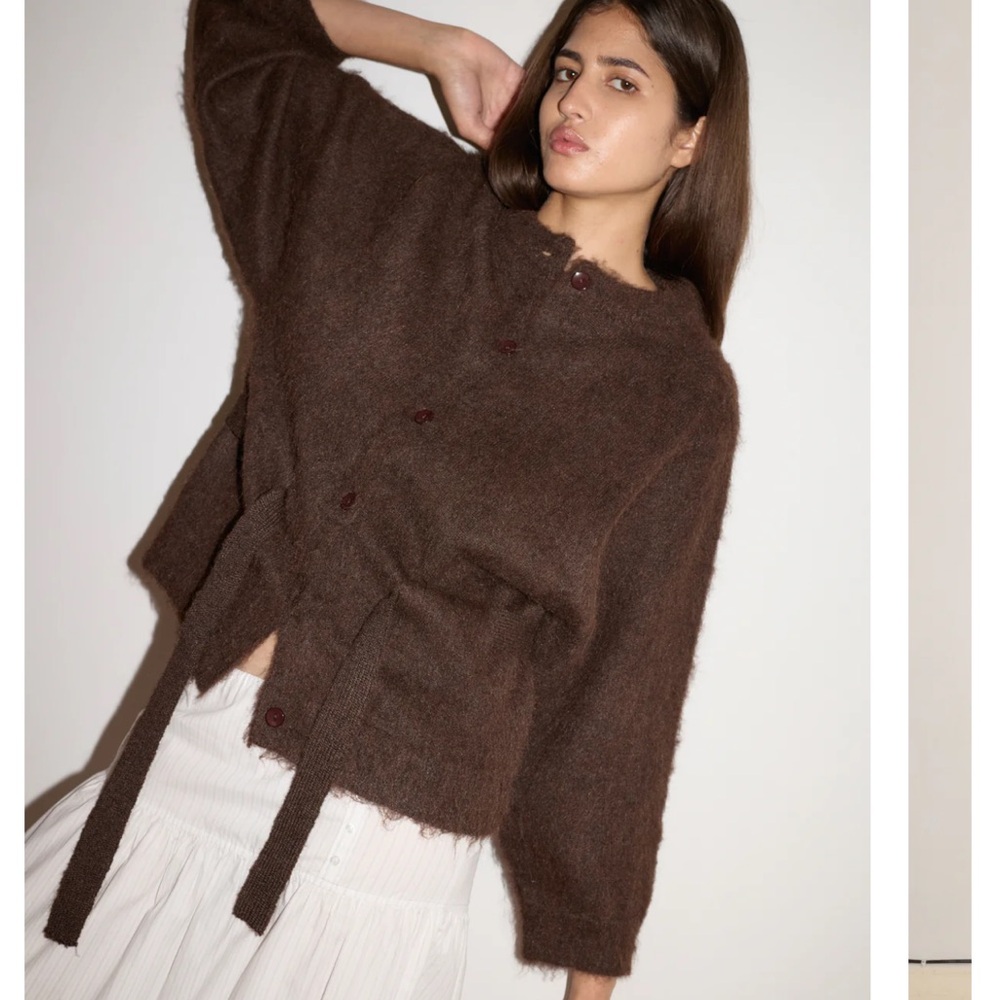 Deiji Studios Belted Brown Cardi